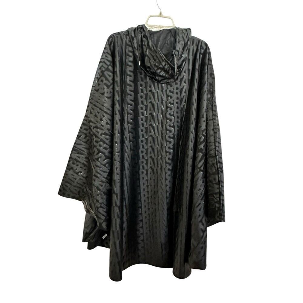 Rains Black Monogram Cape Large Unisex Poncho Waterproof - Picture 3 of 5